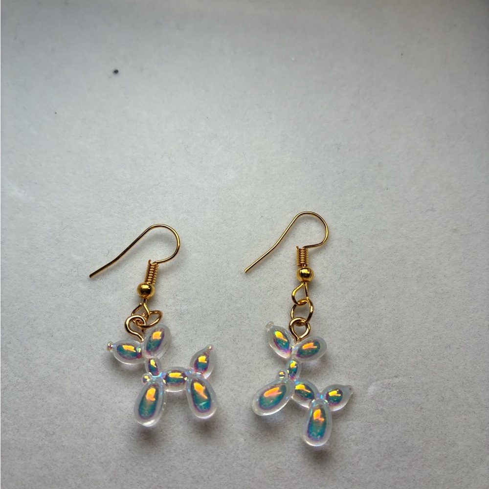 Gold and Iridescent Flower Earrings